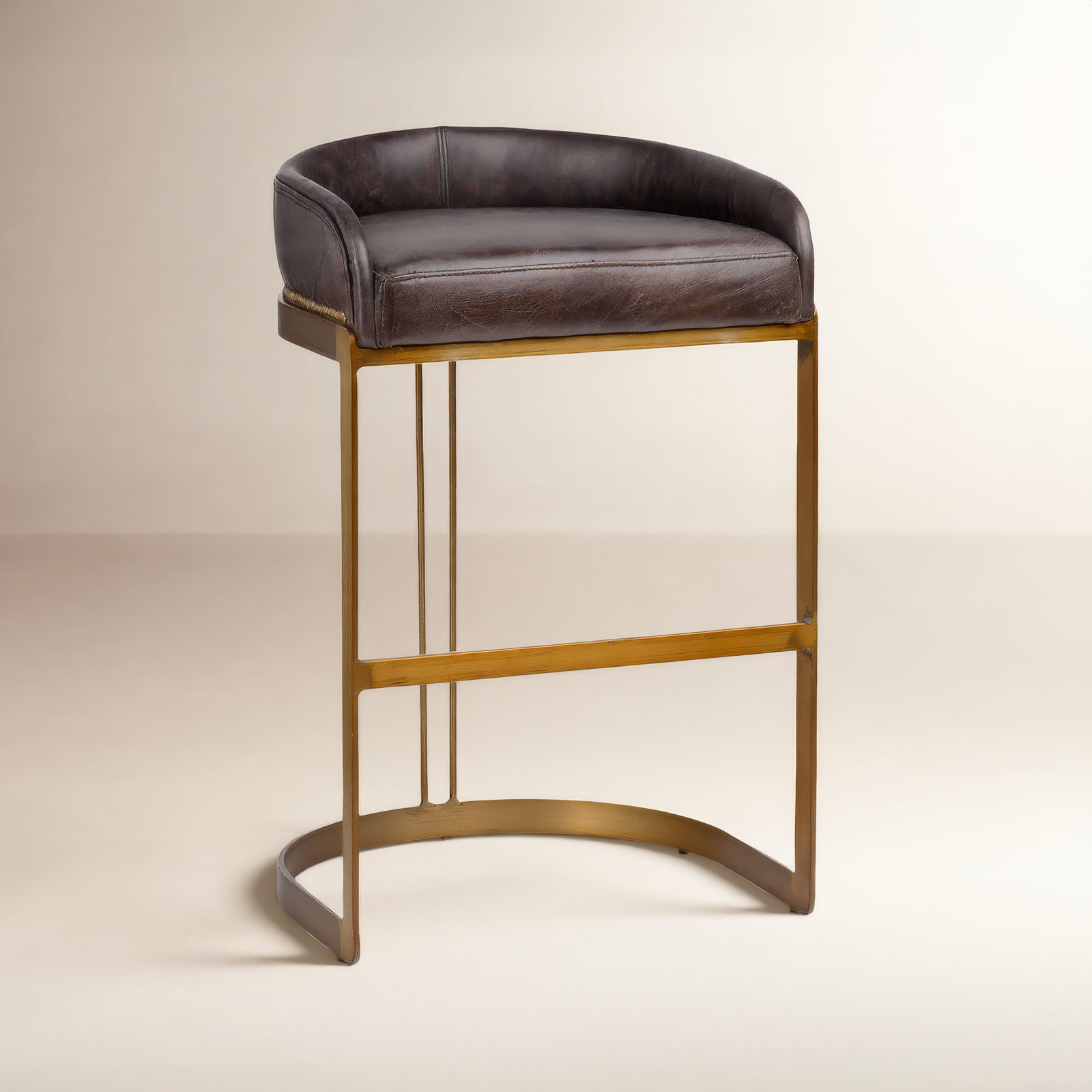 Bradley Genuine Leather Bar & Counter Stool, Black, Bar Stool (28.75" Seat Height)