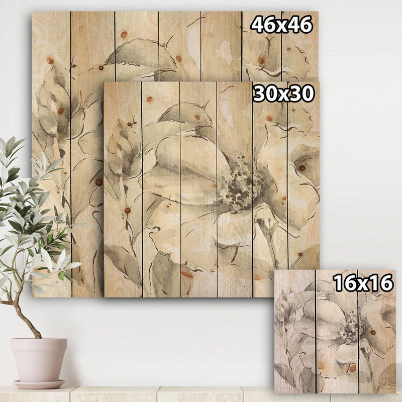 « pivoines iv », impression sur bois, H 16 po x l 16 po x P 1 po