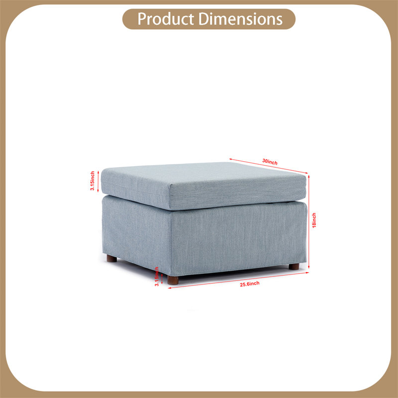 Repose-pieds Demichael, 100 % lin bleu clair