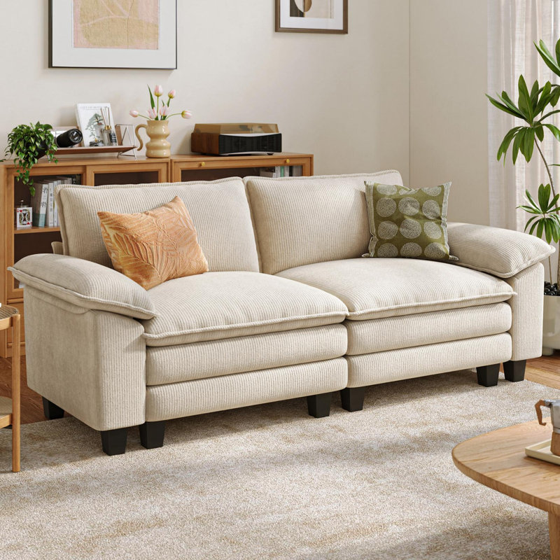 Canapé modulaire rembourré 90 po Colbey, Beige, H 34,64 po x l 89,76 po x P 34,64 po