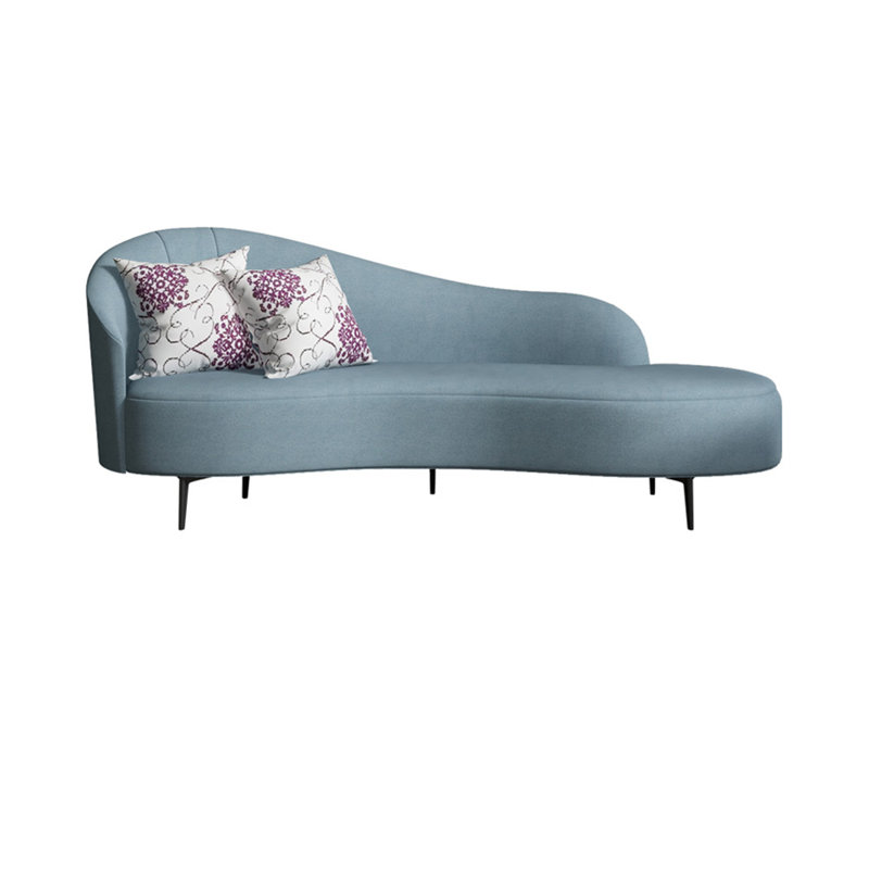 Chaise simple rembourrée en tissu éponge inclinable de style simple, Accoudoir à gauche (vu de face), Bleu clair