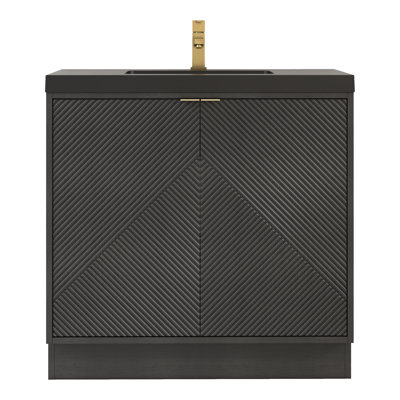 Monterey 35.4" Freestanding Bathroom Vanity + Reinforced Black Acrylic Sink