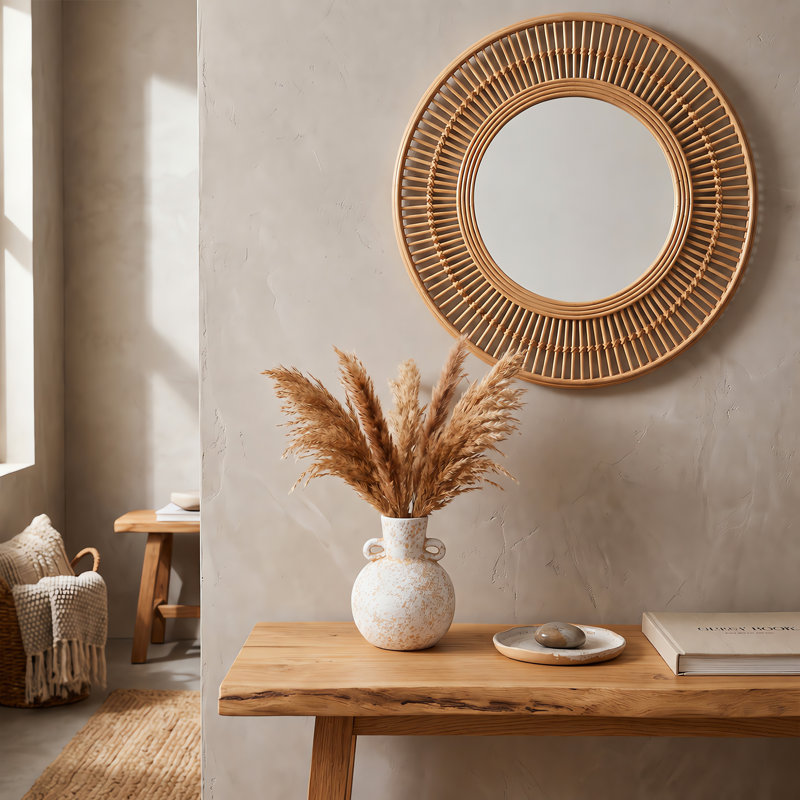 Vase en céramique Wabi-Sabi, vase rond bicolore à l'aspect vieilli avec poignées en boucle, idéal pour décorer un foyer ou une console.