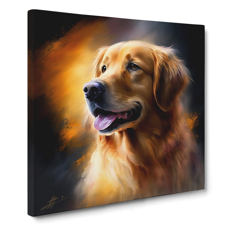 Golden Retriever Digital Art - Wrapped Canvas, 50cm H x 50cm W x 3cm D