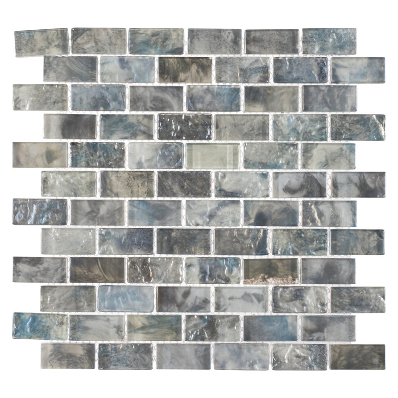 Zalo 1" x 2" Glass Brick Joint Mosaic Kitchen Backsplash, Bathroom, Shower, Pool, Wall and Floor Tile, Knoll
