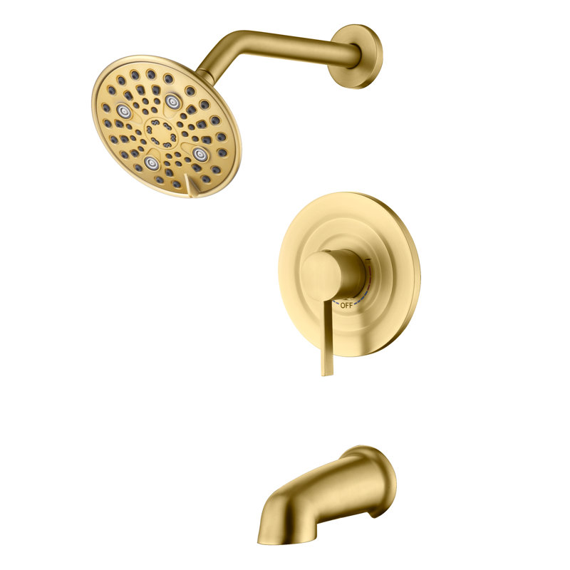 Sumerain Tub And Shower Faucet Set With 6 Spray Settings Rain Showerhead, Tub And Shower Trim Kit With Rogh-in Valve