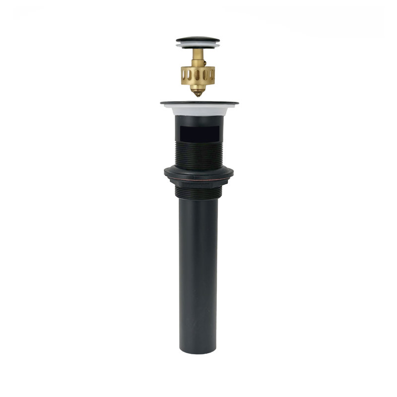 Drain escamotable de lavabo de salle de bain avec trop-plein, Noir
