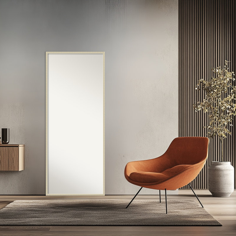 Miroir pleine longueur en bois non biseauté, cadre argent Phoebe - miroir de plancher, miroir mural, Argent Edith