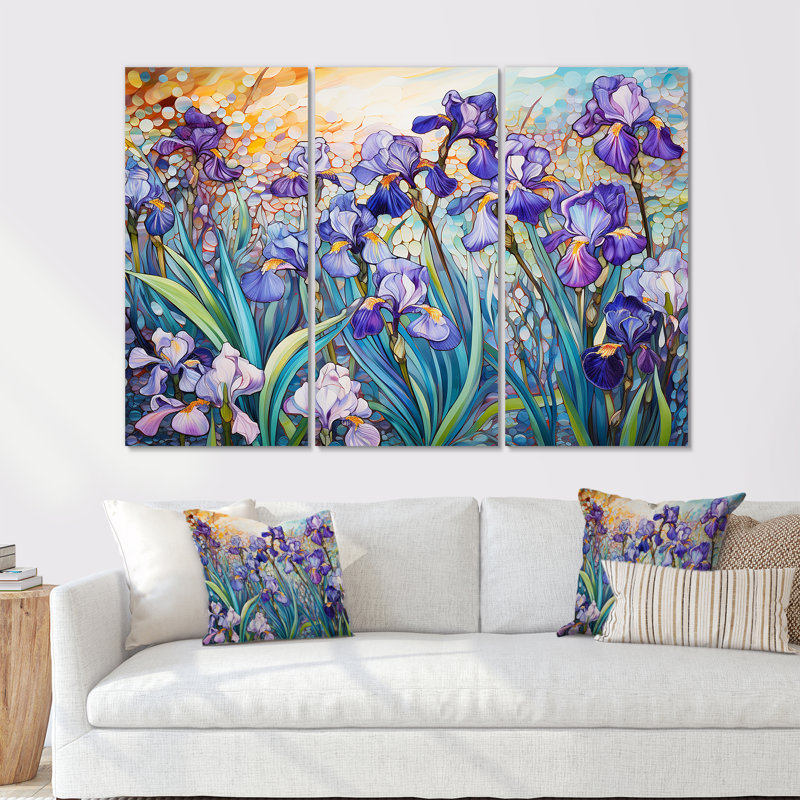 Ensemble de salon Blue Iris Radiance By The Lake I - Flower Field, H 40 po x l 60 po x P 1 po