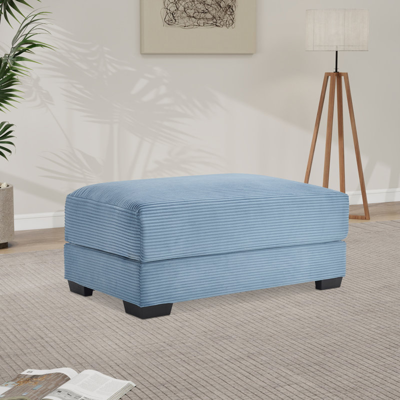 46" Rectangle Corduroy Ottoman , Blue