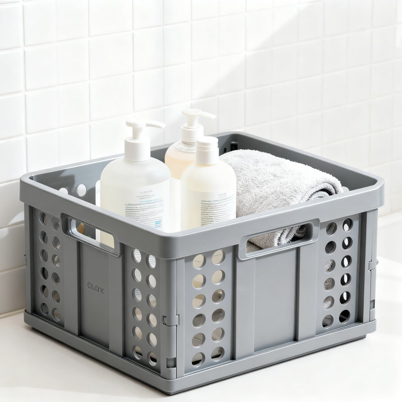 Original German-Made Folding Storage Crate And Collapsible Box Basket With 48 Quart Capacity For Space-Saving Organization
