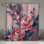 Rideau de douche rose pivoine très long
