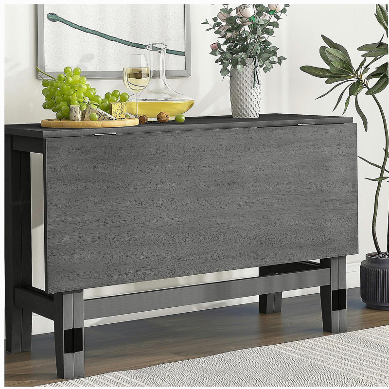 Farmhouse Wood Extendable Dining Table with Drop Leaf , Gray
