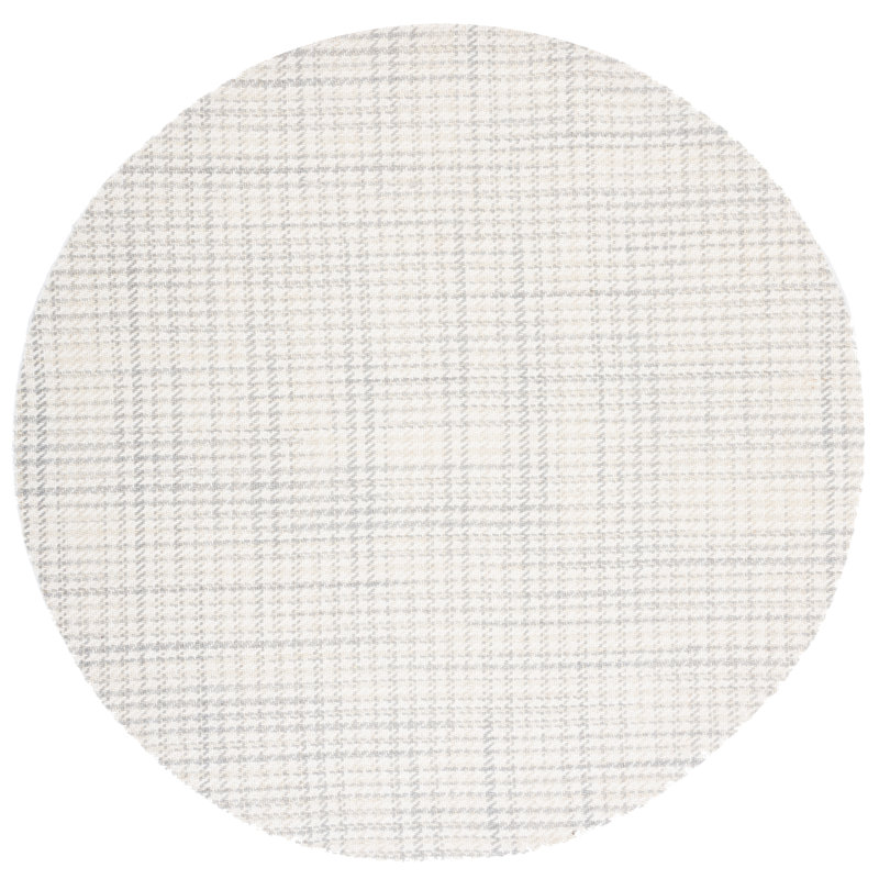 Earic Hand Woven Wool And Cotton Houndstooth Rug, Round 6'
