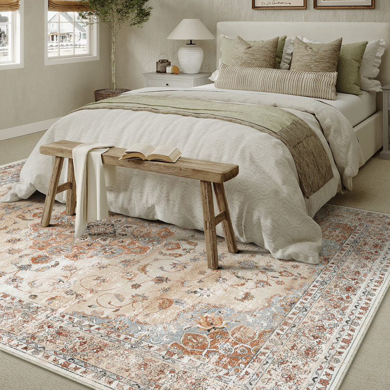 Tapis de style persan Haven Classic en terre cuite orange, Rectangle 6 pi x 9 pi