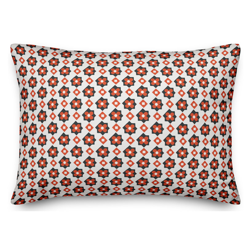 Coussin lombaire Flower, Rouge / Brun