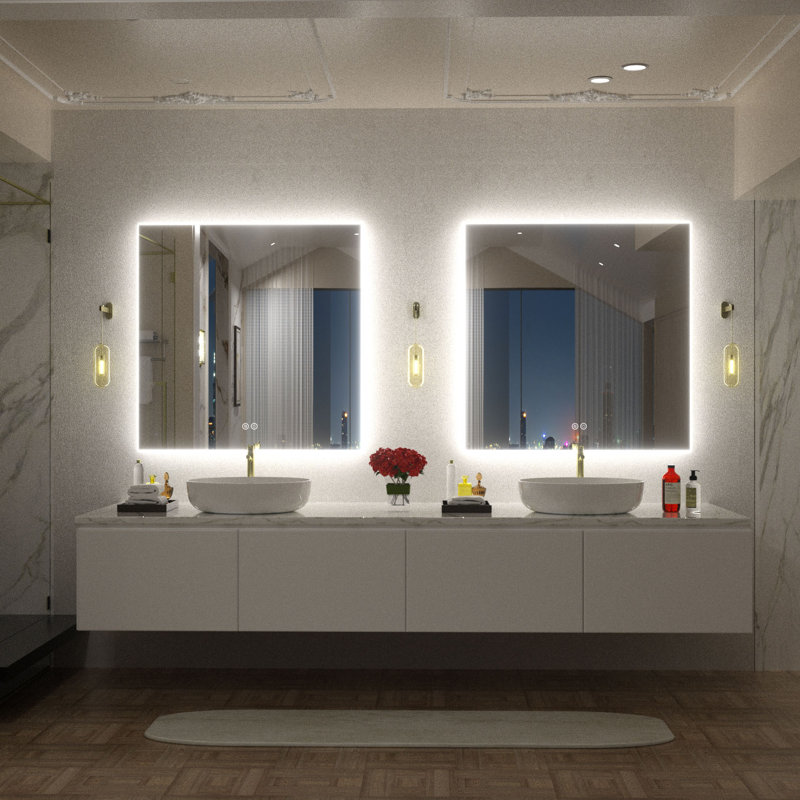 Wayfair Basics® UL Certified LED Anti-Fog Tempered Glass Bathroom/Vanity Mirror, 36" x 36"