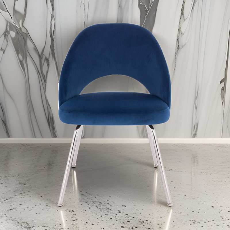 Chaise parsons en velours Yori, Bleu