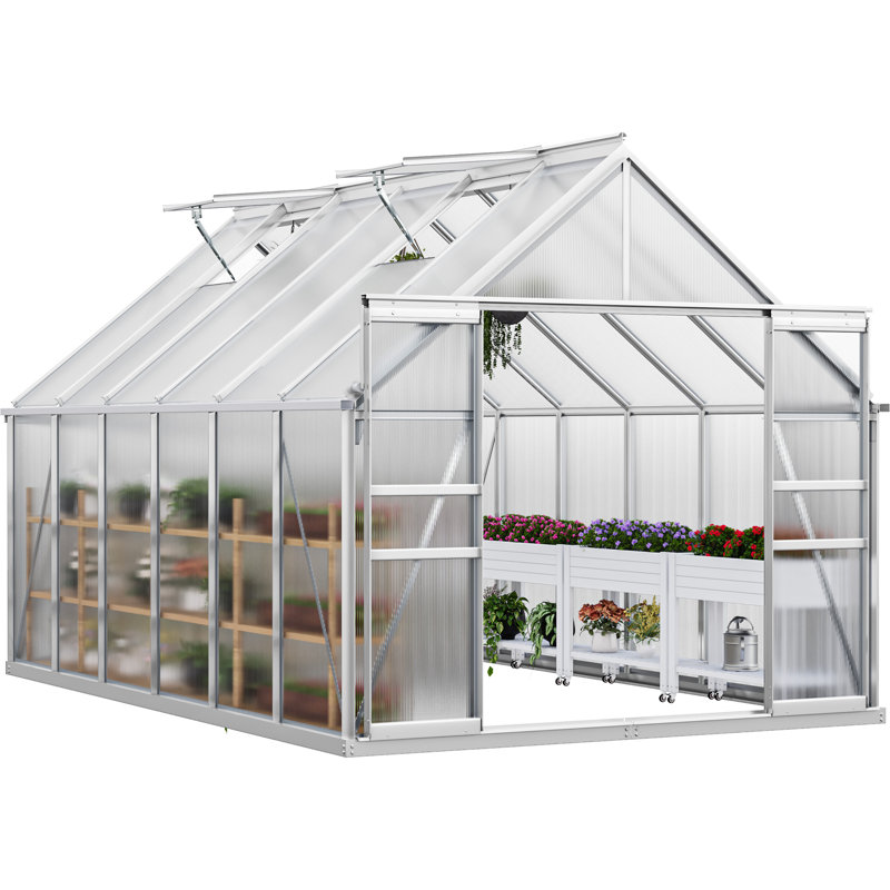 Serre en polycarbonate Balconera, 145 po, Argent argent