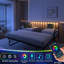 Lit de jour simple avec lumières à DEL RVB et station de charge, cadre de lit de jour réglable en hauteur avec lit gigogne, cadre de canapé-lit en métal polyvalent pour chambre à coucher, salon, chambre d'amis, noir