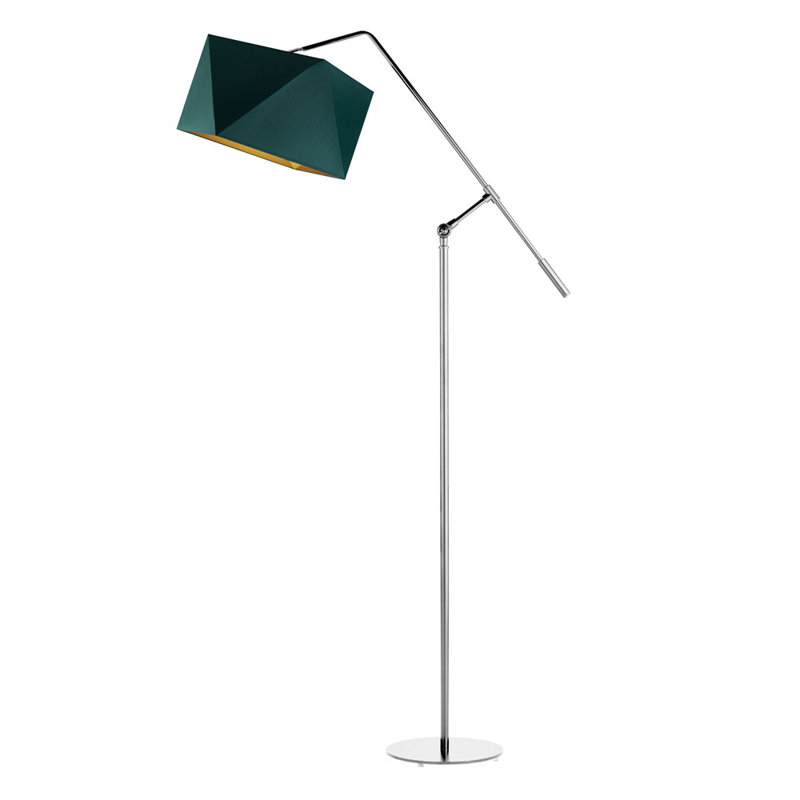 Nashville 170cm Reading Floor Lamp, Silver, Bottle Green