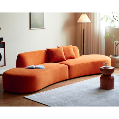 Canapé incurvé de 132 pouces avec coussins décoratifs, canapé de luxe en velours 6 places avec demi-lune et mousse haute densité, idéal pour les salons modernes, les bureaux et les appartements