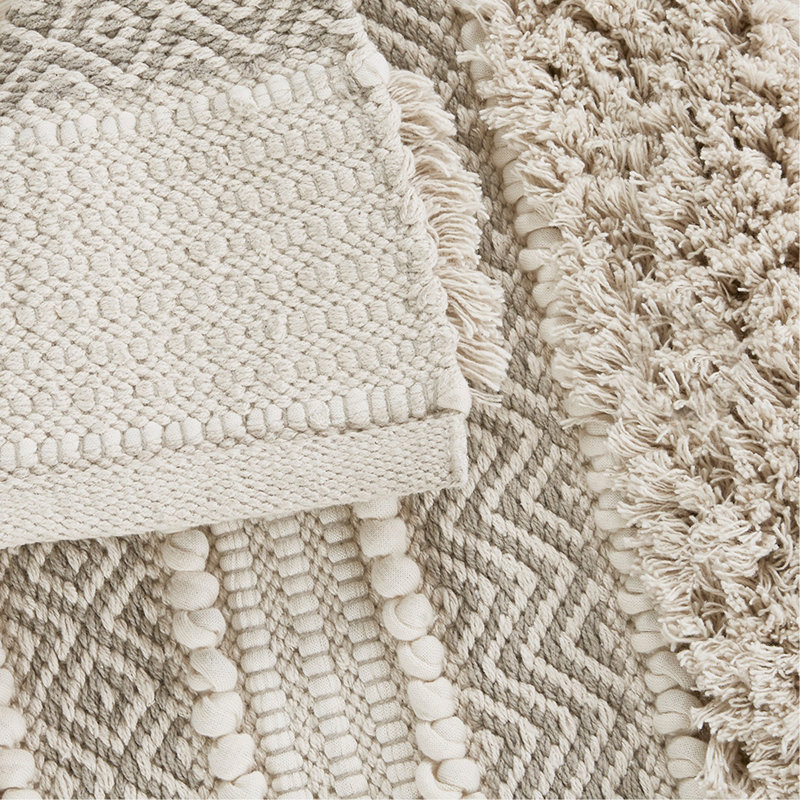 Woven Texture Stripe Bath Rug, Single - 20" L x 32" W