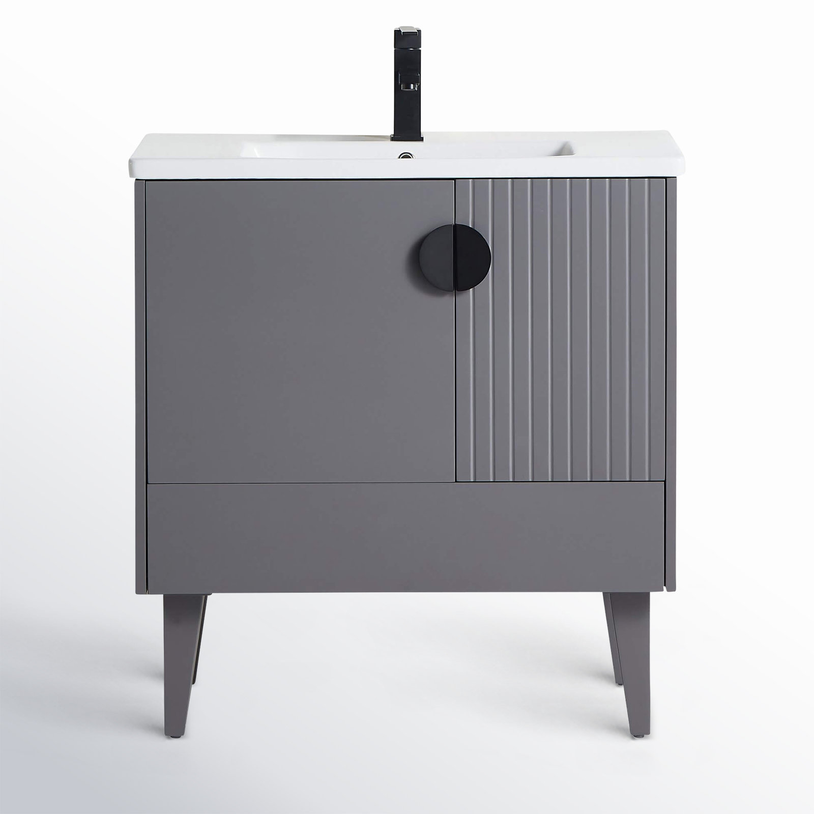 Saimah 30'' Single Bathroom Vanity, Black, Rock Gray