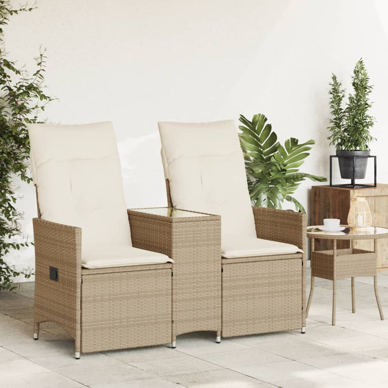 Canapé de jardin inclinable Vidaxl, Blanc, crème, Beige