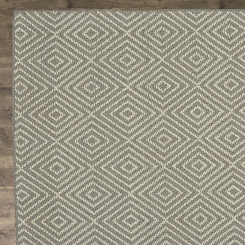 Tapis géométrique en laine et en coton crocheté à la main Holdrege, Rectangle 4 pi x 6 pi