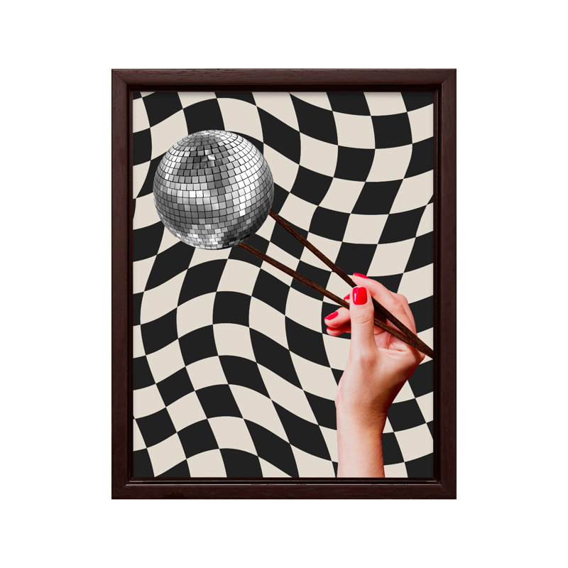 Boule disco, Canvas, 24"H x 32"W, Brown Framed