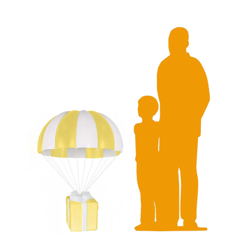 Statue jaune parachute suspendu grandeur nature, Jaune / Blanc