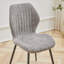 50cm Linen Fabric Upholstered Dining Chair, Vertical Stitched Kitchen Chair with Black Metal Legs-1629441734