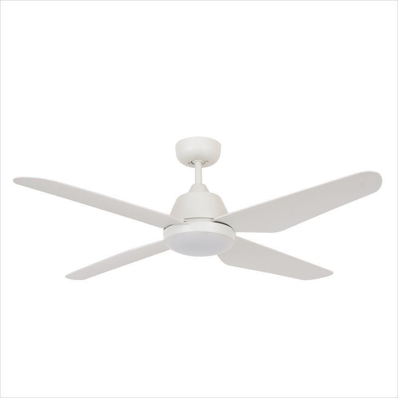 Aria 52" Ceiling Fan with Light and Remote, Modern White LED Ceiling Fan with Lights, Damp Rated, Indoor/Outdoor Ceiling Fan