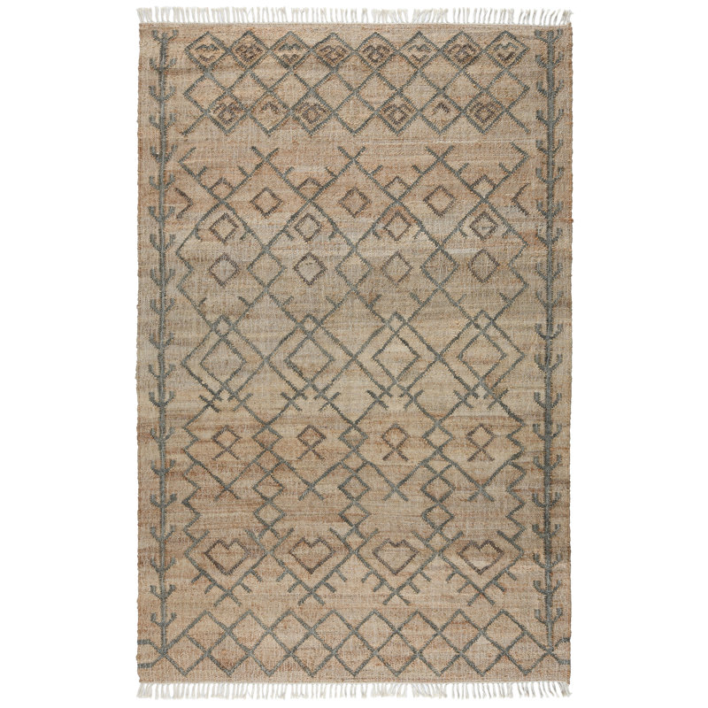 Tapis brun / gris en jute tissé à la main Manistique, Rectangle 8 pi x 10 pi