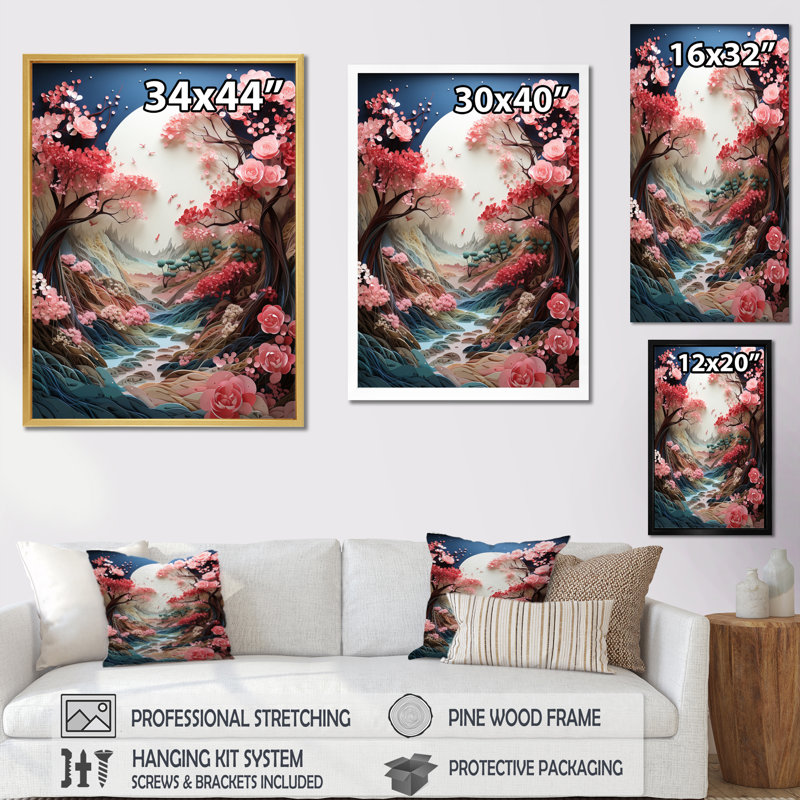 Asian Art Zen Garden V - Asian Wall Art Living Room, H 20 po x l 12 po x P 1 po, Cadre flottant brun