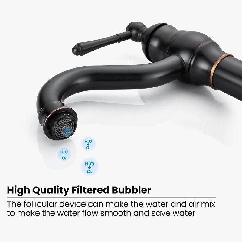 Single-handle Bathroom Faucet with Drain Assembly, Oil Rubber Bronze