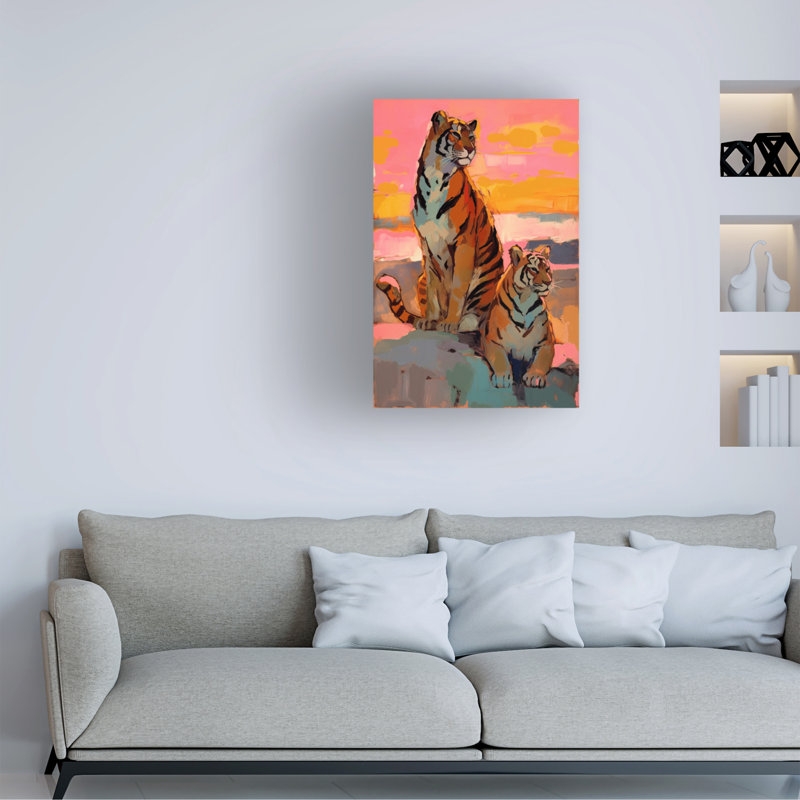«Treechild Tigers at Sunset», art sur toile, H 47 po x l 30 po x P 2 po
