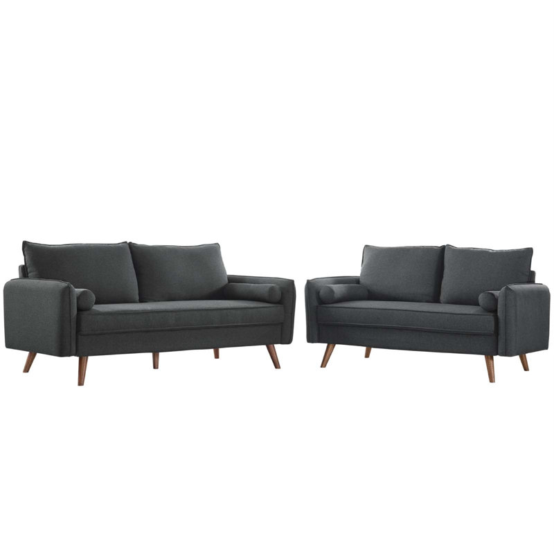 Ensemble de canapé et causeuse en tissu Carson Carrington Lagerfors Revive par Modway, gris