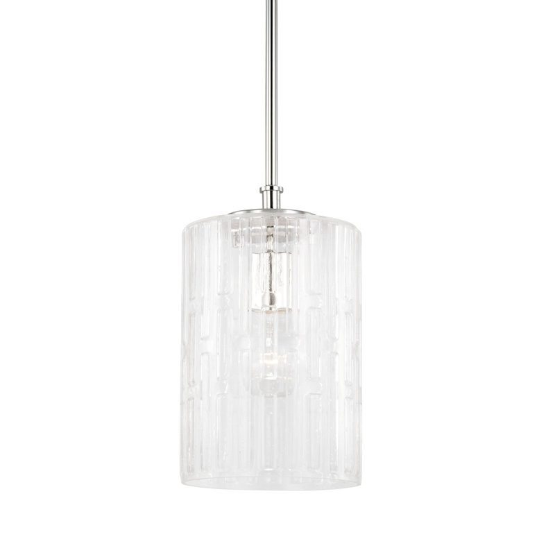 Luminaire suspendu cylindrique à 1 lumière Emerson, Nickel poli