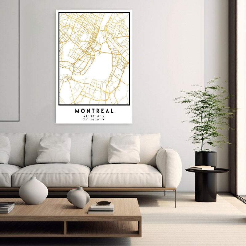 1 Maps 2 40 Abstract Contemporary Architecture City Wall Art Print 1 Piece Wrapped Canvas Wall Art, 152.4cm H x 101.6cm W