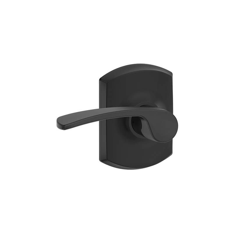Merano Lever with Greenwich Trim Hall and Closet Lock, Matte Black