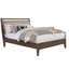 Lit Wana avec tête de lit beige, bois massif brun-gris-108977244