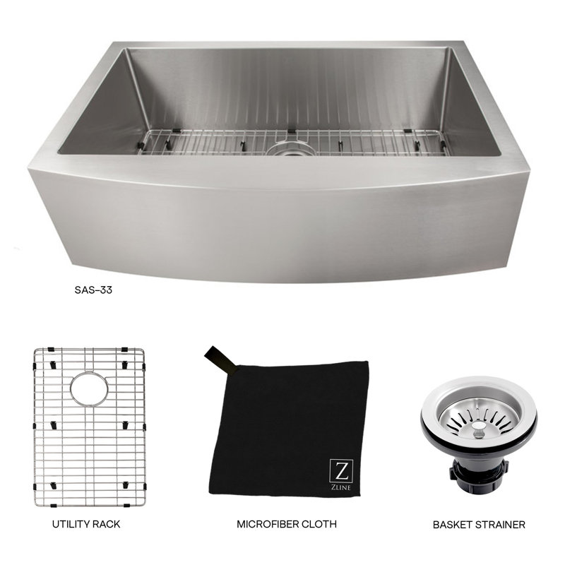 Vail Stainless Steel 33" L x 21" W Undermount Kitchen Sink with Basket Strainer