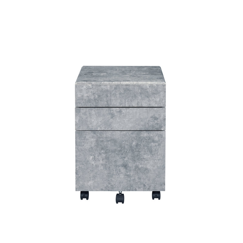 Classeur 3 pièces en faux béton et argent - gris