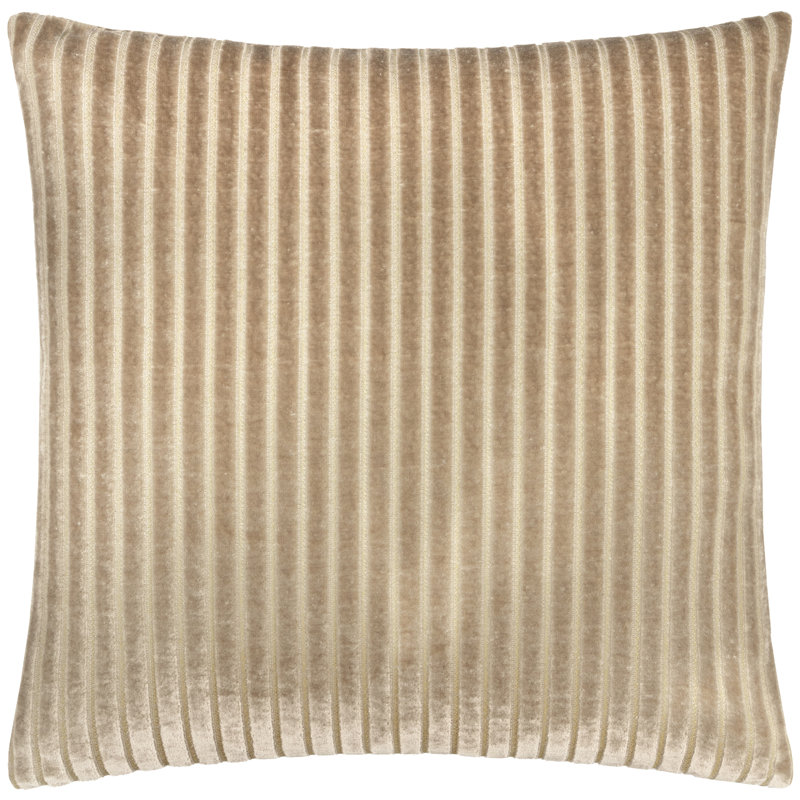Savoy Stripe Striped Square Throw, Dark Cream, Pillow Cover Only - No Insert