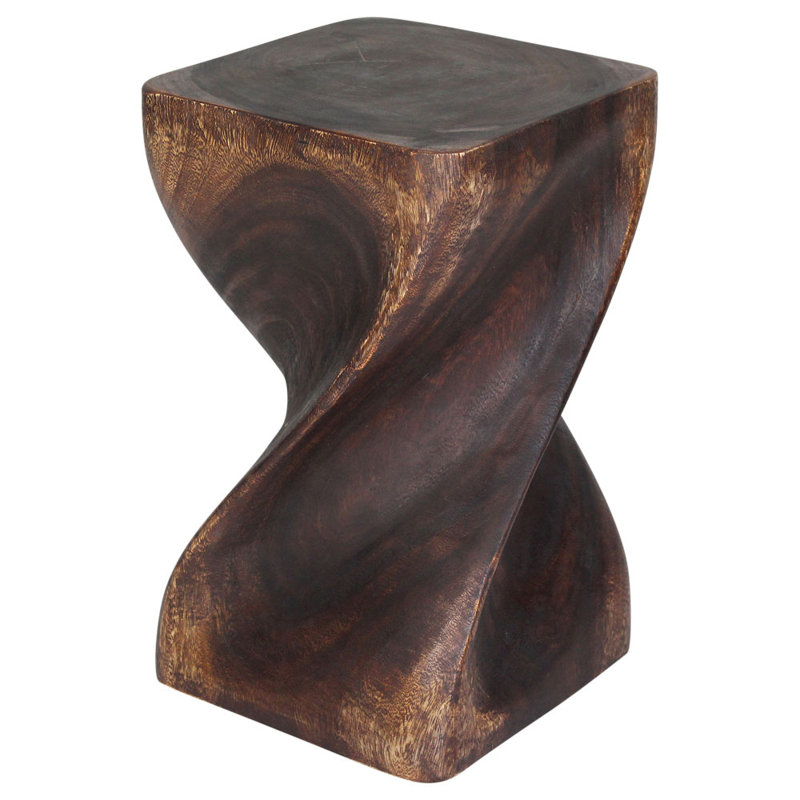Table de bout en bois massif Channen, Chêne / Noyer, H 20 po x l 12 po x P 12 po