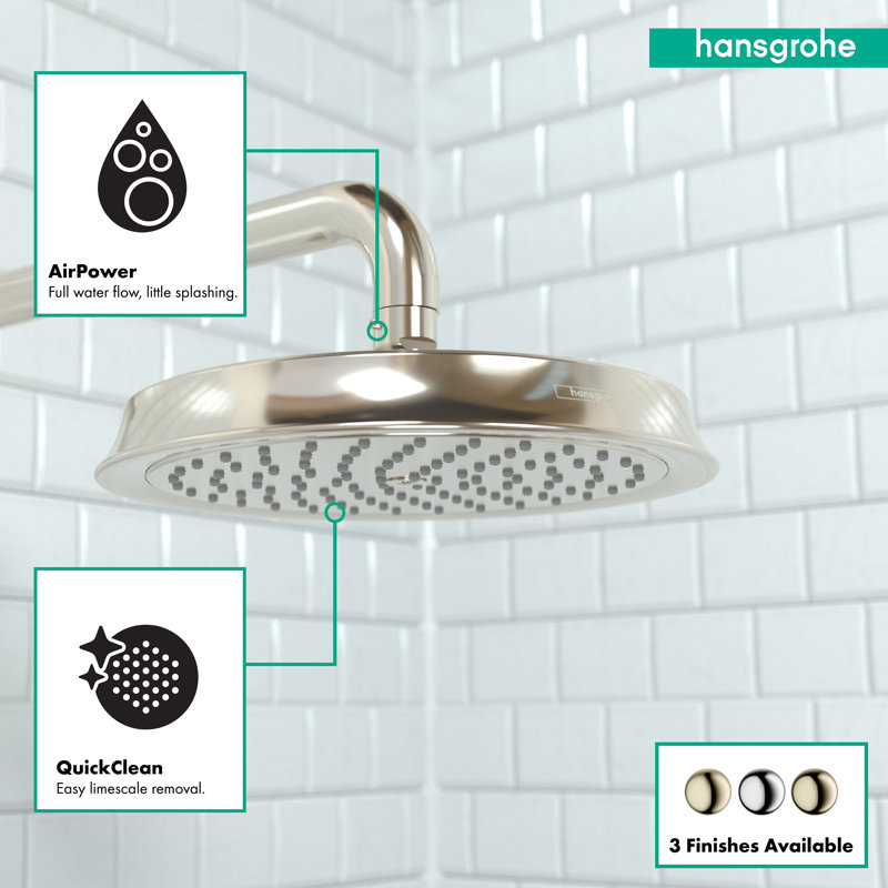 Raindance C 180 Rain Shower Head, Polished Nickel