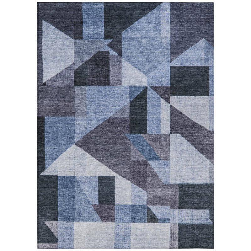 Machine Washable Indoor/Outdoor Wagenen ACN2365 Geometric Rug, Rectangle 9' x 12'