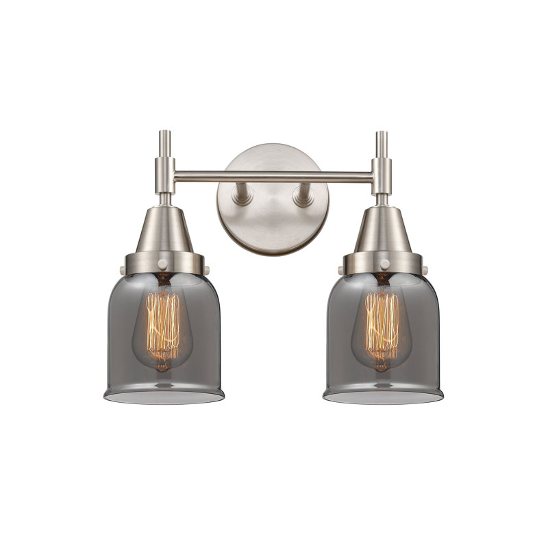 Éclairage pour meuble-lavabo à 2 lumières à intensité variable Gayle, Plaqué couleur fumée, Nickel satiné